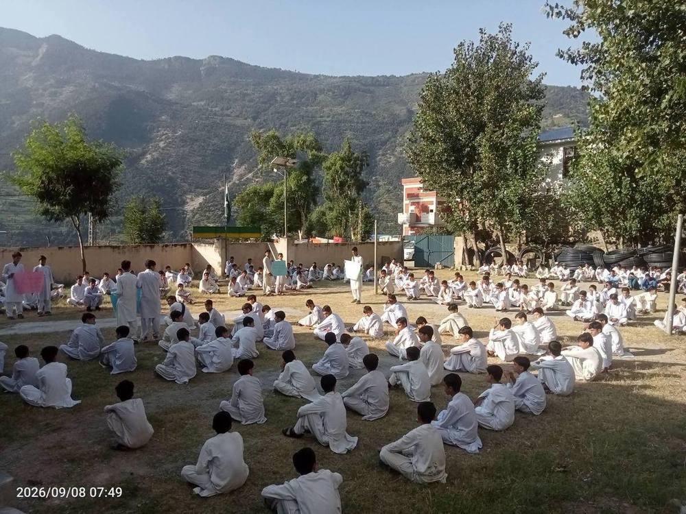 Assembly in the school ground — GHS Jijal